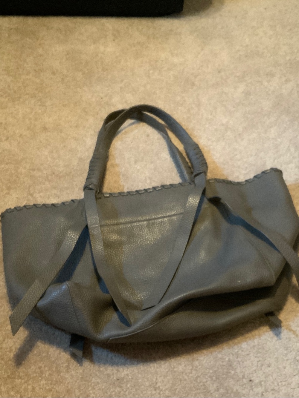 AllSaints Gray Leather Braided-Edge Tote - Picture 5 of 11